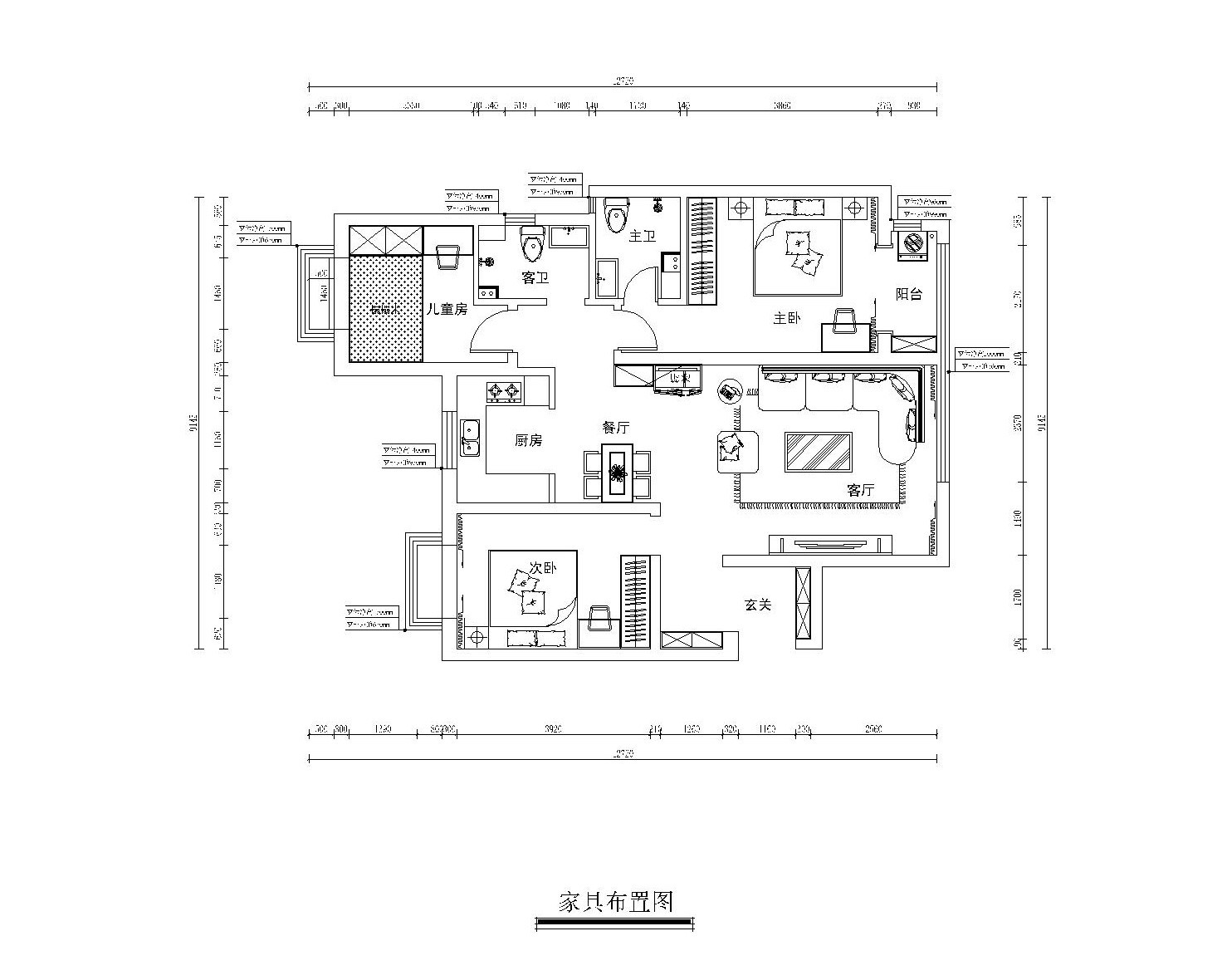 龍溪城新中式風(fēng)格戶(hù)型圖裝修效果圖