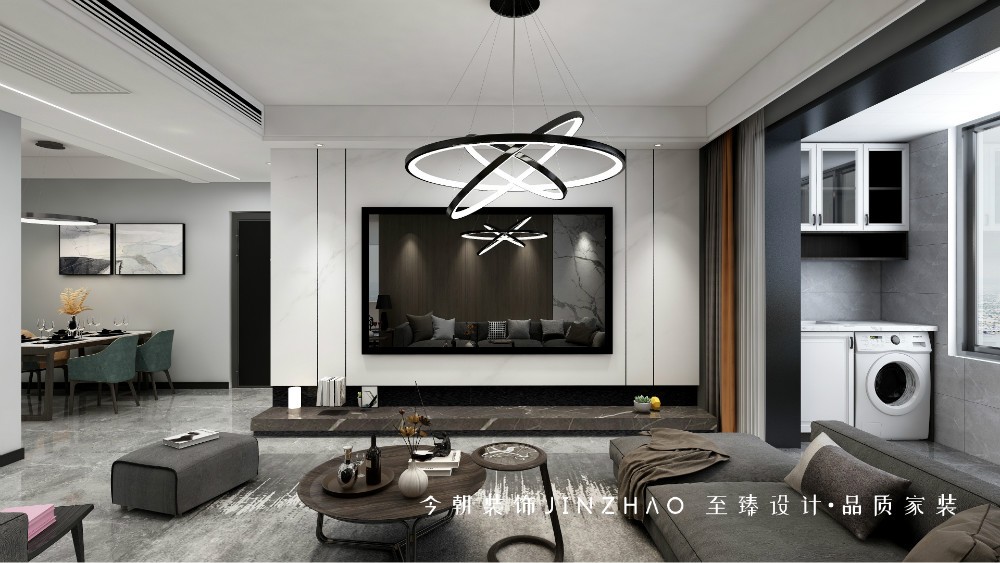 天洲視界城現(xiàn)代簡約風格客廳裝修效果圖