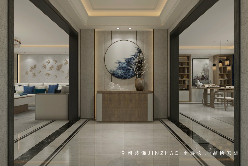 榮盛華府新中式風格玄關(guān)裝修效果圖